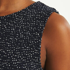 Smocked Dot Print Jumpsuit,Navy,large