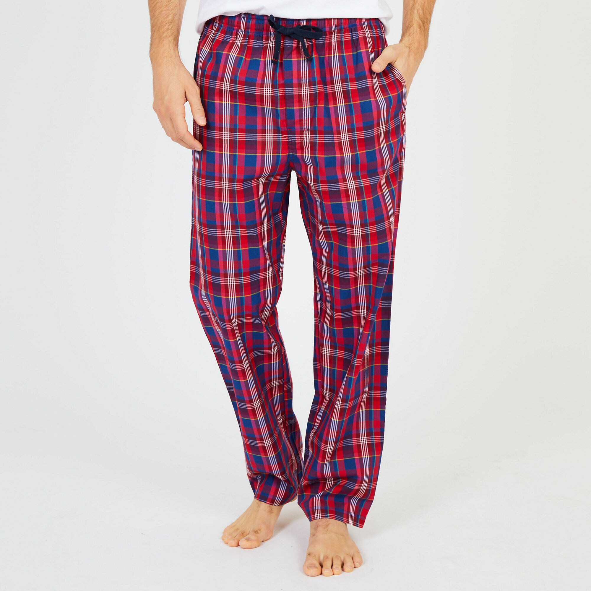 Multicolor Plaid Woven Pajama Pants,Nautica Red,large