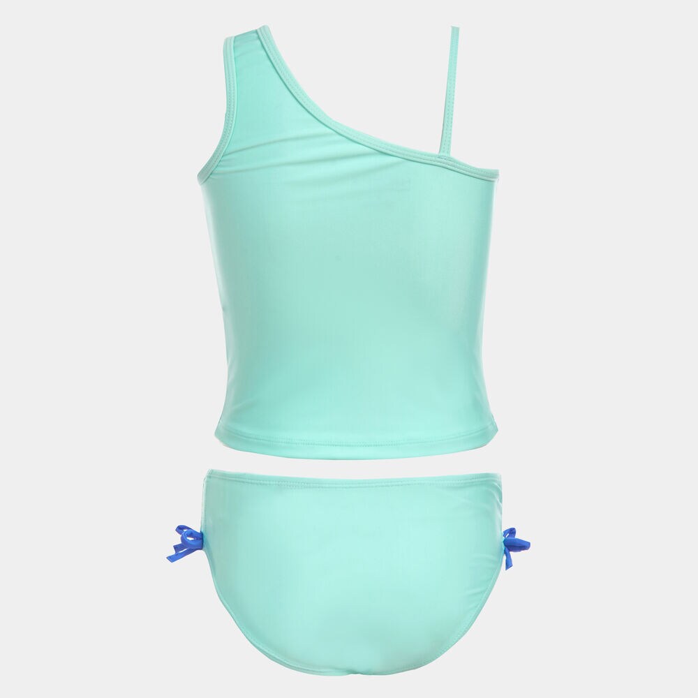 LITTLE GIRLS' PALM TREE PRINTED TANKINI SWIMSUIT (4-7),South Beach Aqua,large