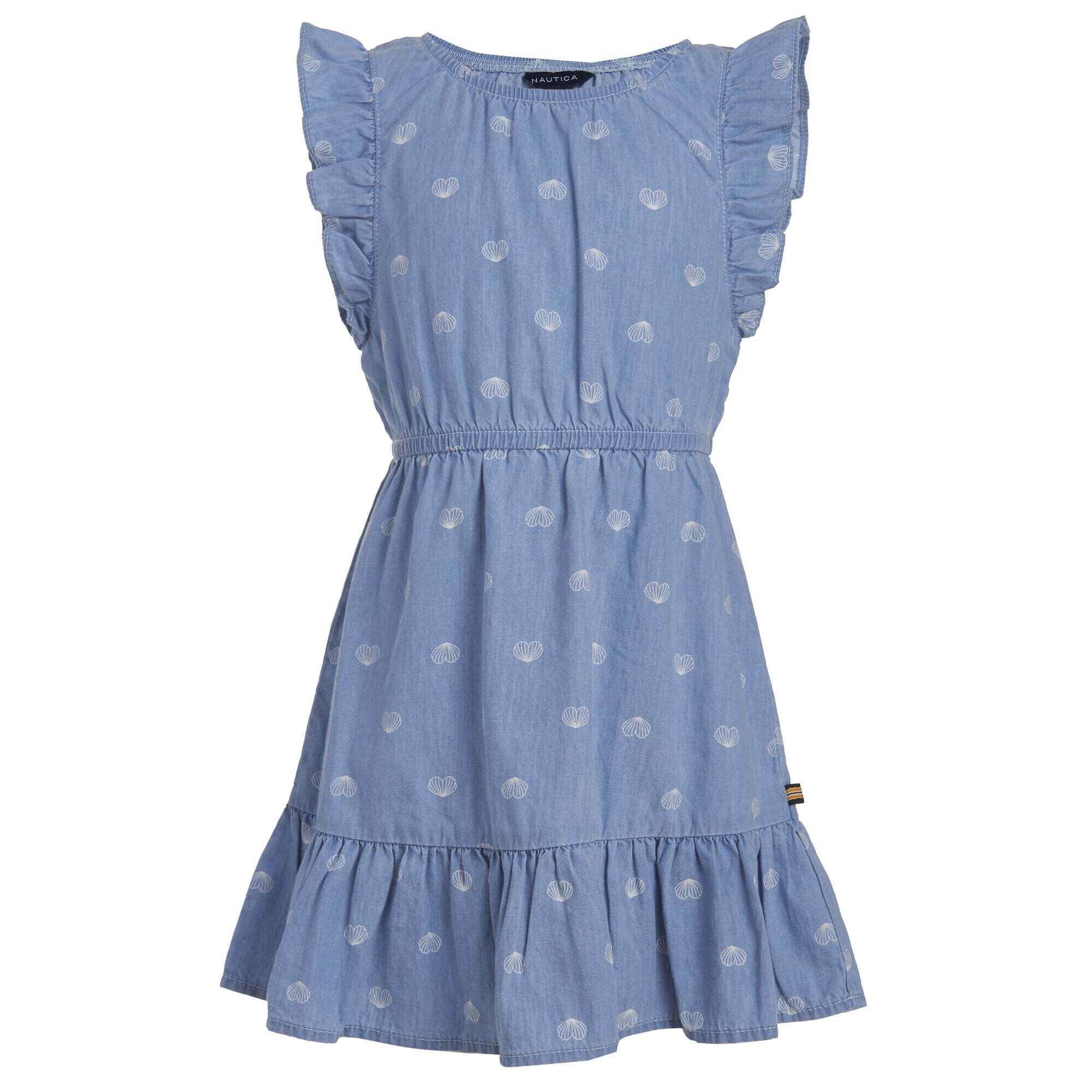 GIRLS' HEART SHELL LIGHTWEIGHT DENIM DRESS (8-16),Nite Sea Heather,large