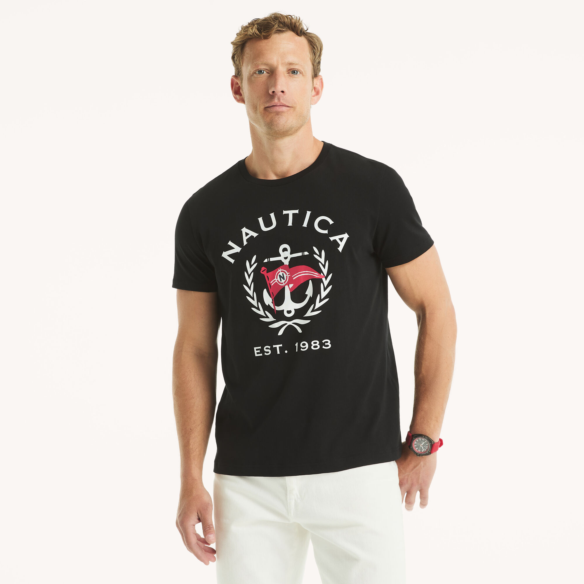 Anchor Graphic T-Shirt,True Black,large