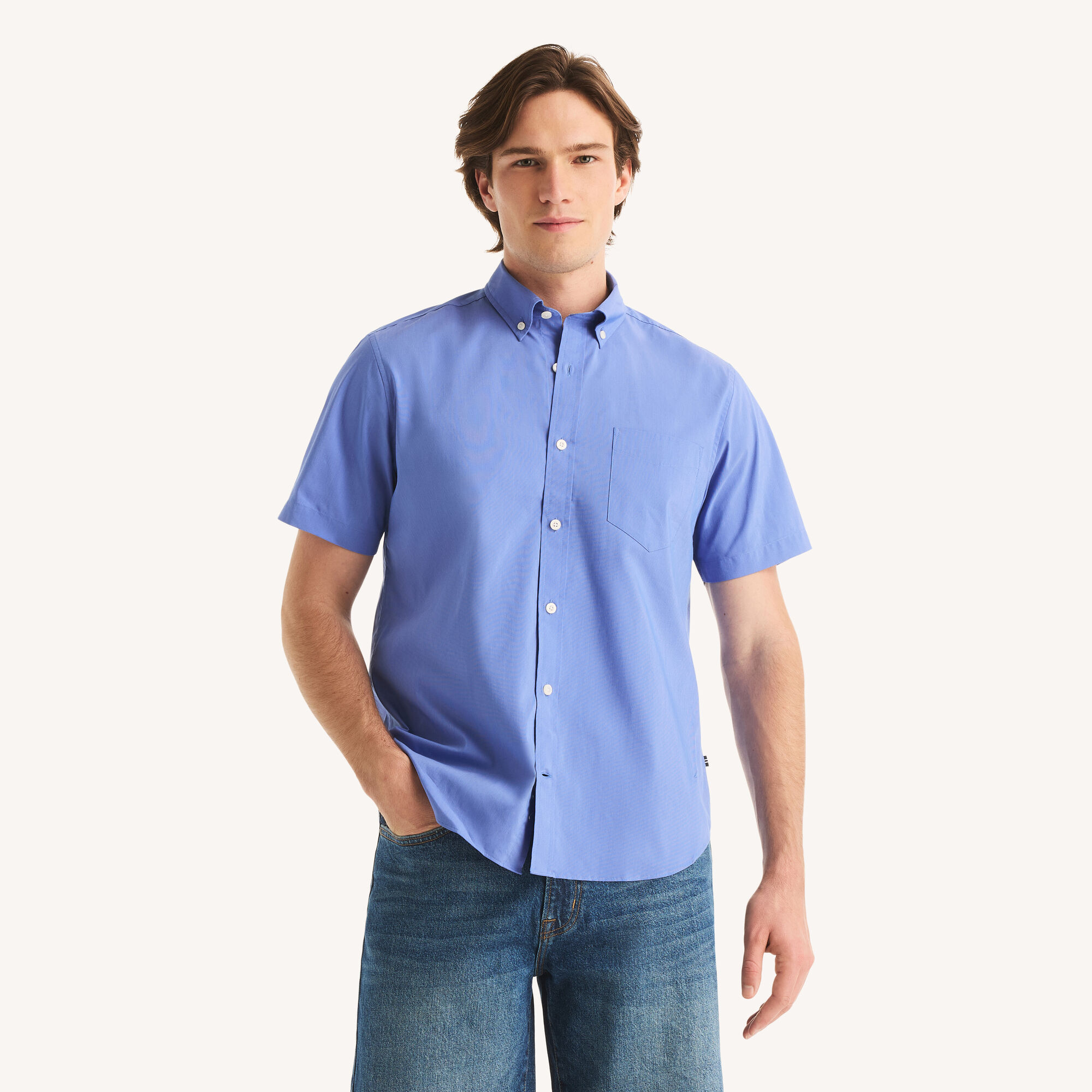 Short-Sleeve Classic Fit Shirt,Rolling River Wash,large