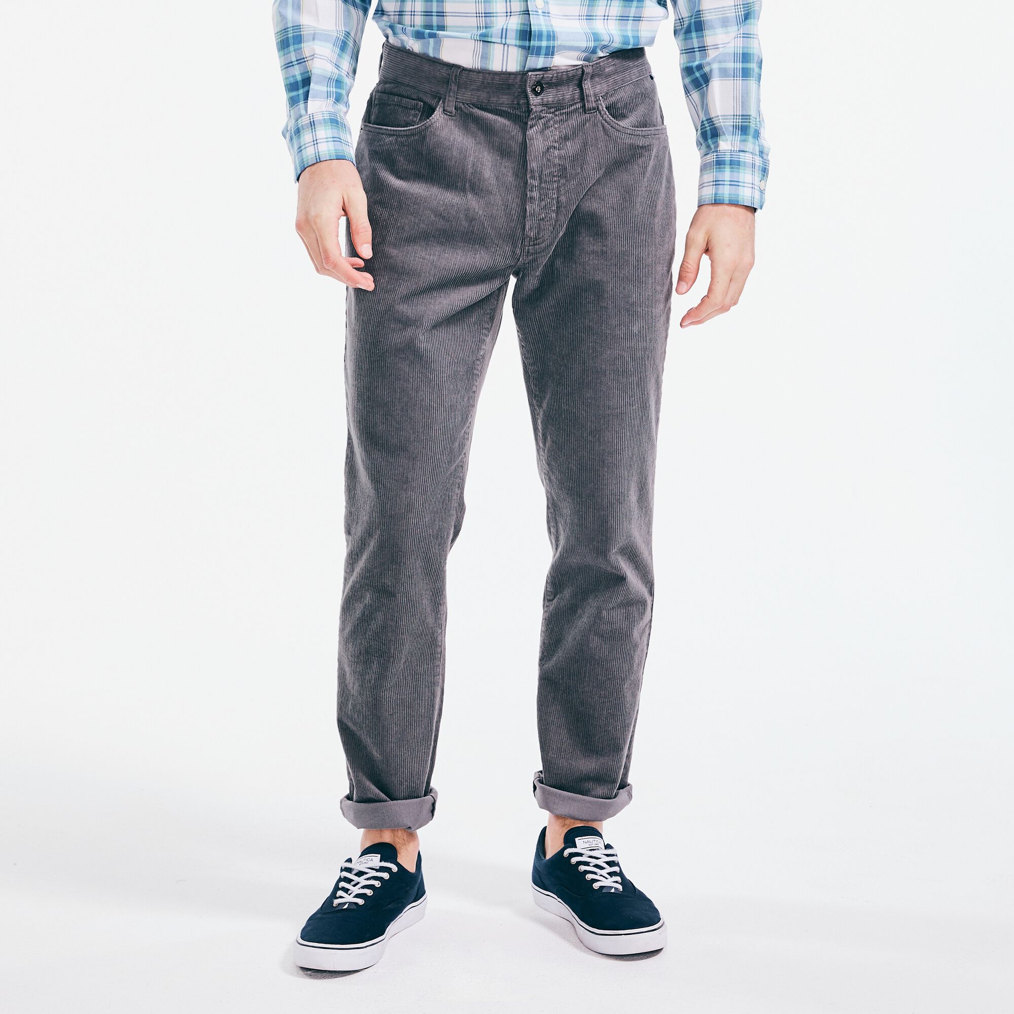 STRAIGHT FIT CORDUROY PANT,Pewter Grey,large