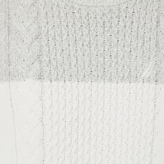 COLORBLOCK CABLE-KNIT SWEATER,Marshmallow,large
