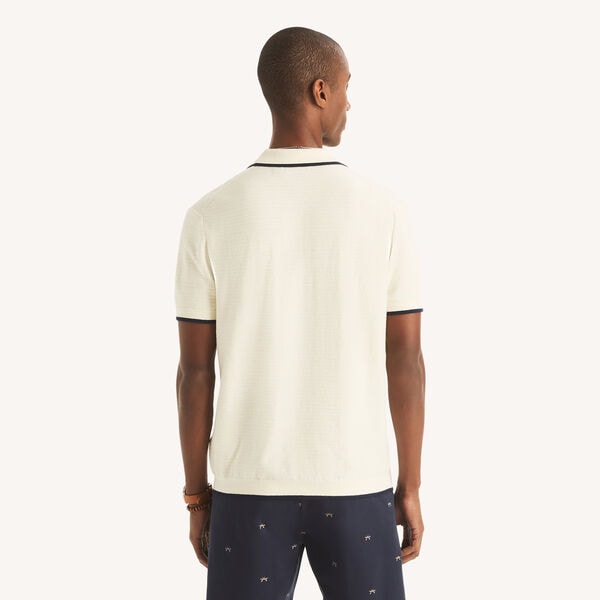 Tipped Textured Sweater Polo