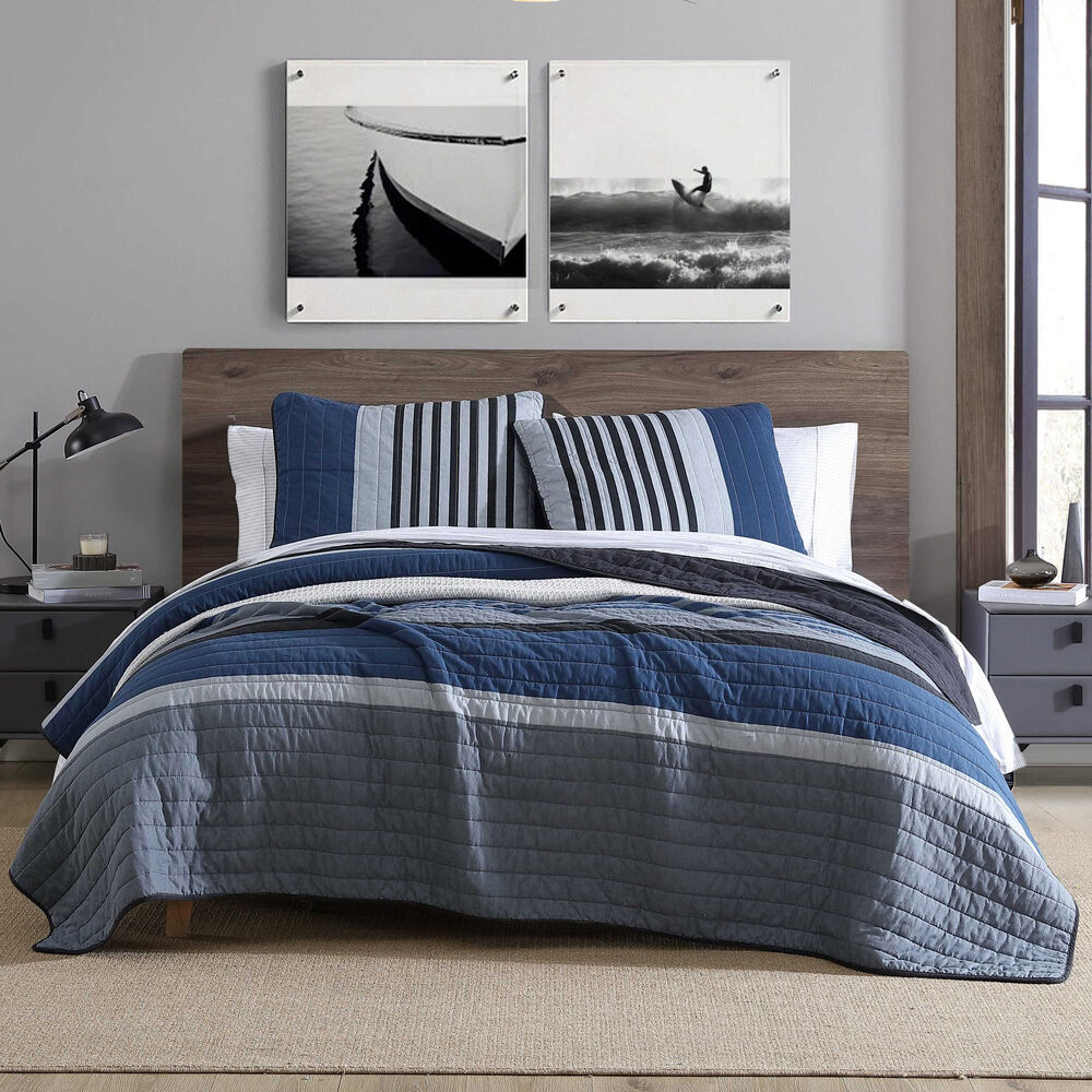 Rendon Charcoal Twin Quilt & Sham Set,Grey Heather,large