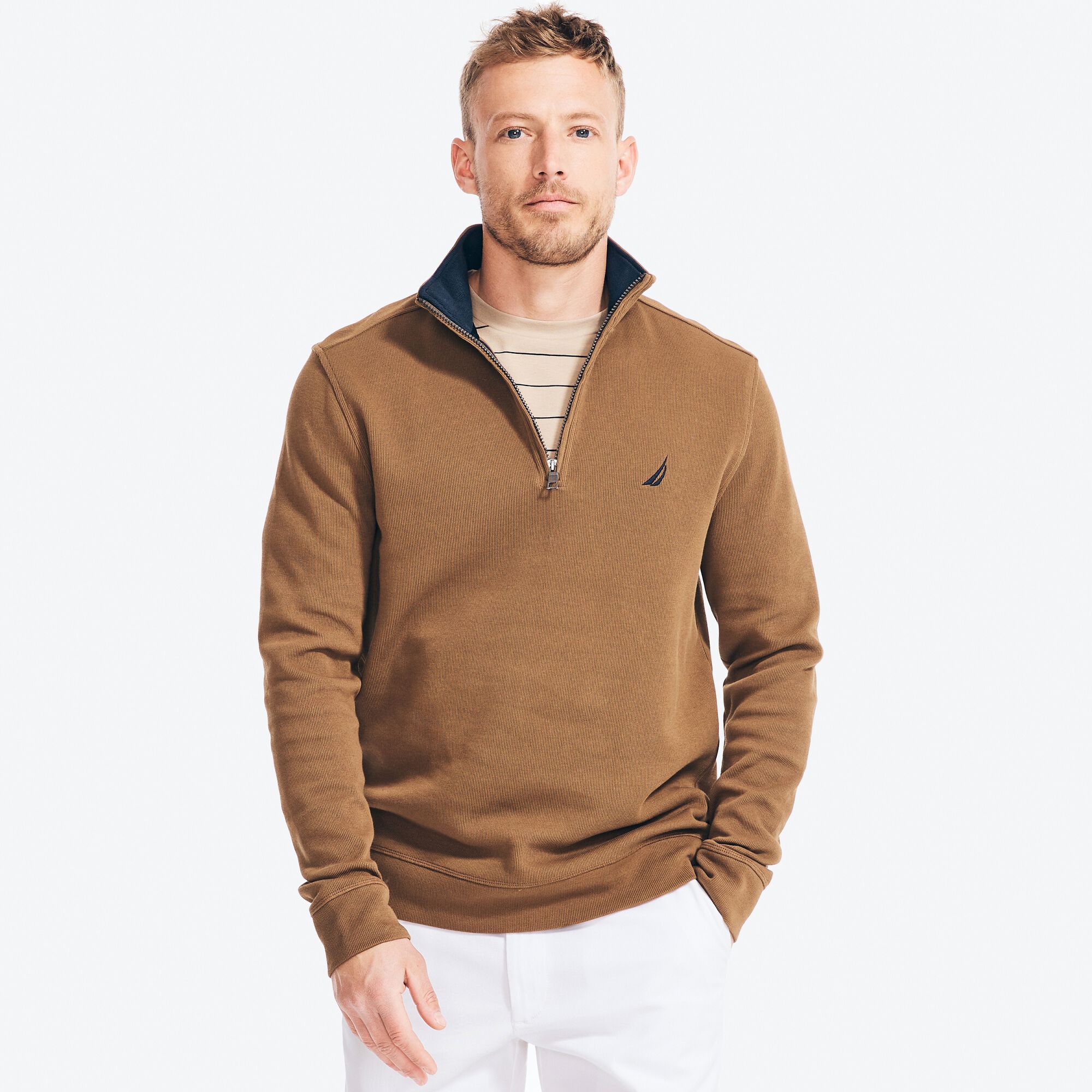 Nautica QUARTERZIP FRENCHRIBBED SWEATER K030756602494