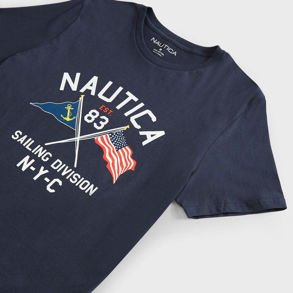 FLAG GRAPHIC T-SHIRT,Navy,large