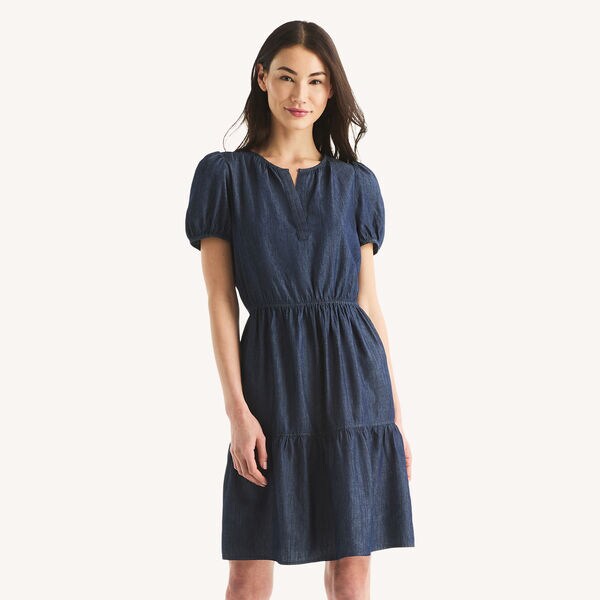 Chambray Tiered Dress