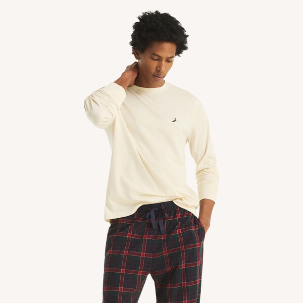 Long Sleeve T-Shirt & Plaid Fleece Pant Pajama Set