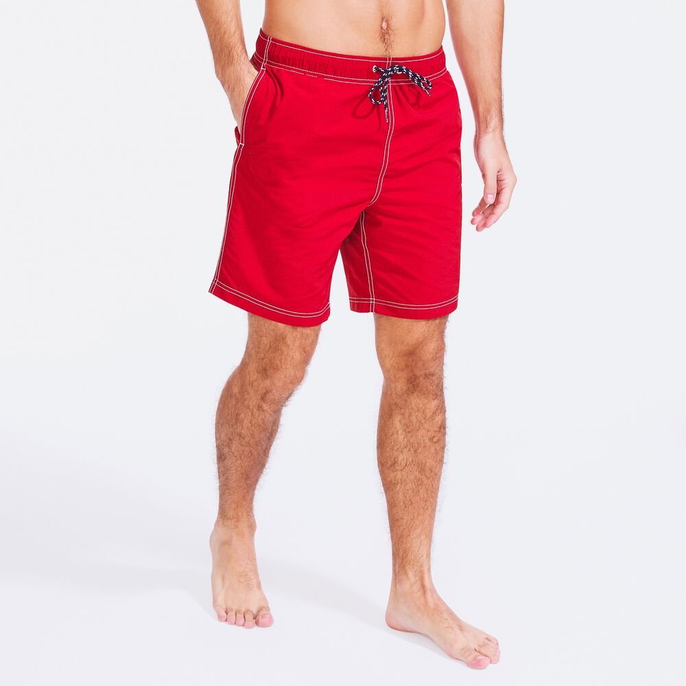 Big & Tall Anchor Full-Elastic Swim Trunks,Nautica Red,large