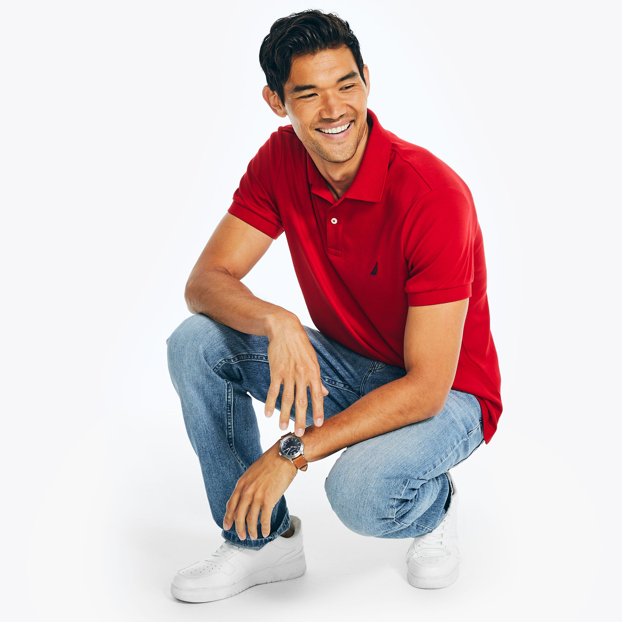 Slim Fit Deck Polo,Nautica Red,large