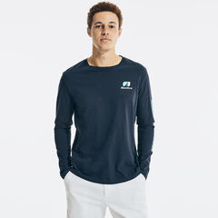GRAPHIC LONG-SLEEVE T-SHIRT,Navy,large
