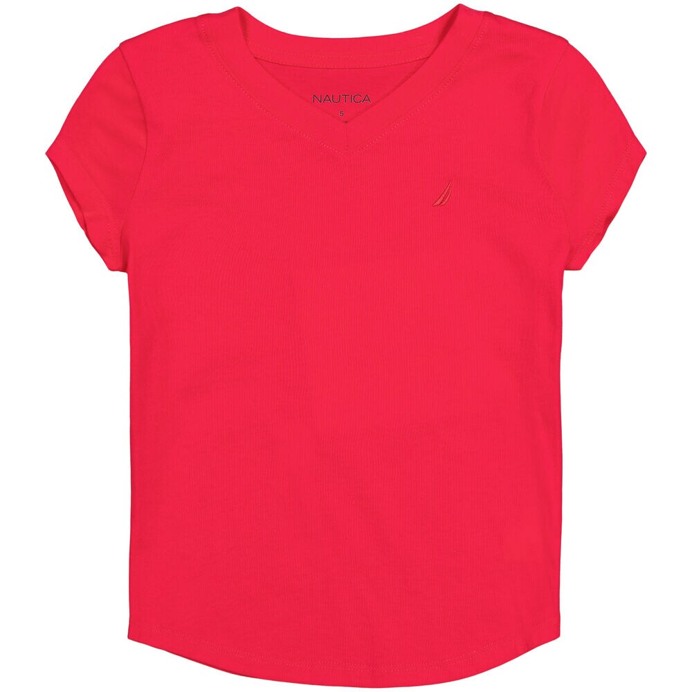 Little Girls' V-Neck T-Shirt (4-6X),Lure Red,large