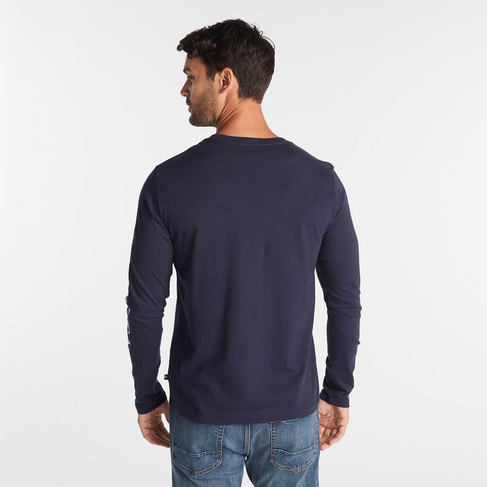 BIG & TALL LONG SLEEVE YACHT TEAM T-SHIRT,Navy,large