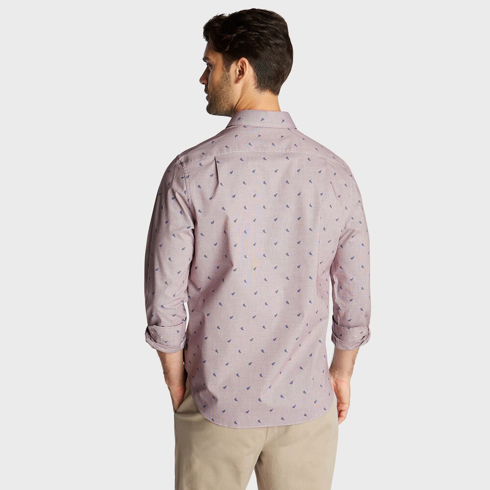 CLASSIC FIT WRINKLE-RESISTANT SAILBOAT PRINT SHIRT,Zinfandel,large