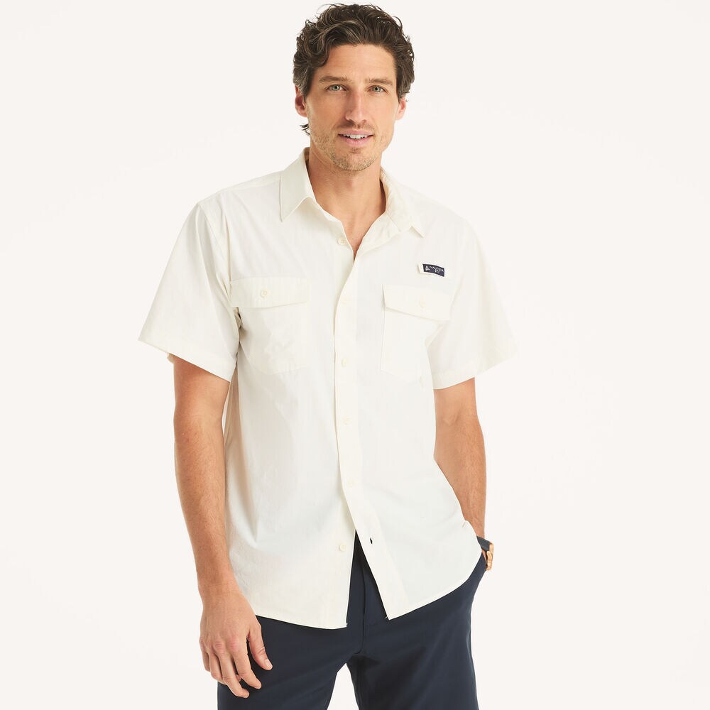 Nautica OTF UPF 50+ Short-Sleeve Shirt,Antique White Wash,large