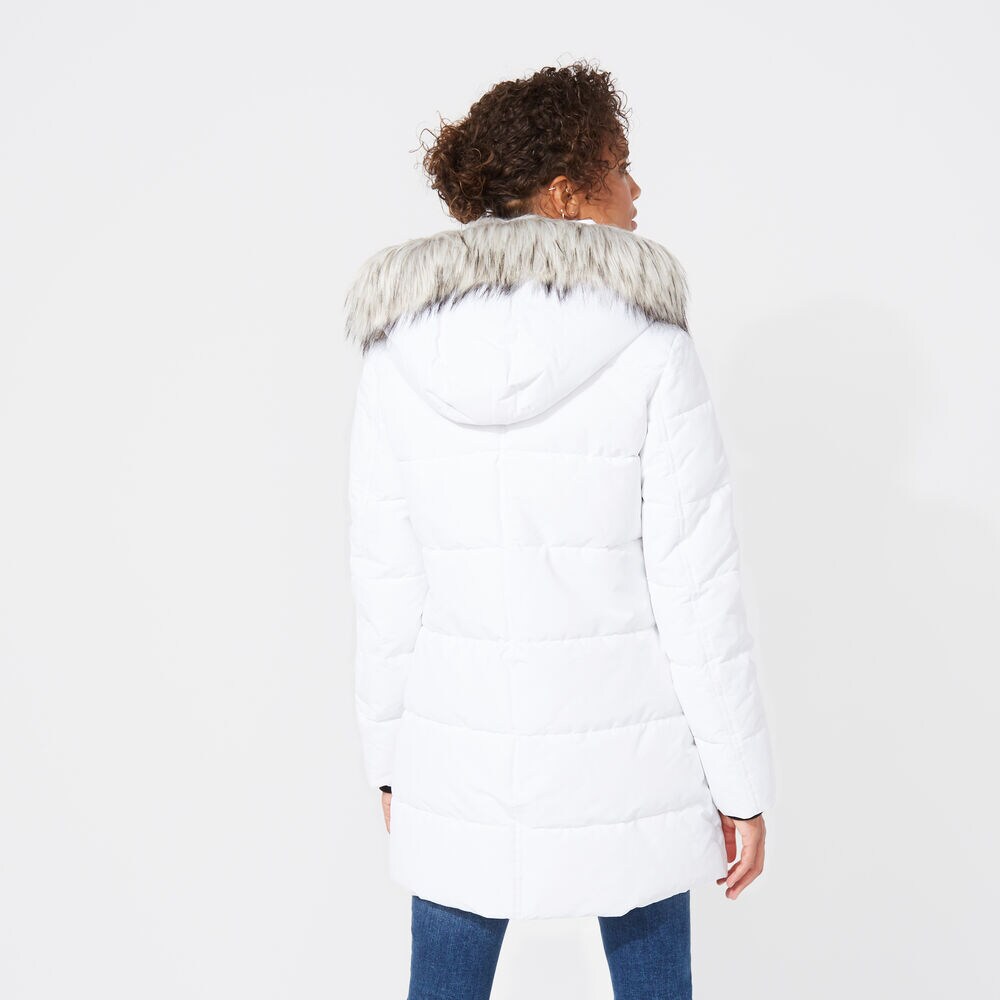 WOMEN'S QUILTED PUFFER COAT ,Bright White,large
