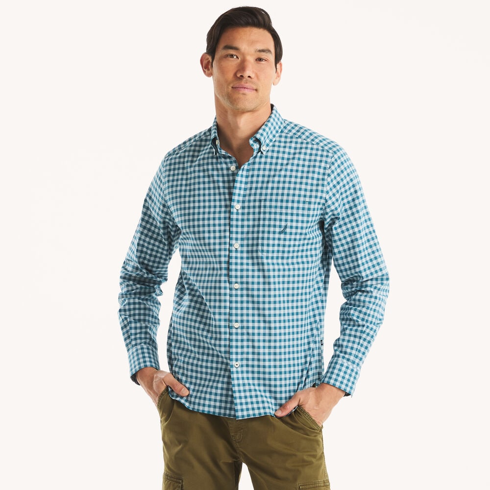 Plaid Shirt,Capri Blue,large