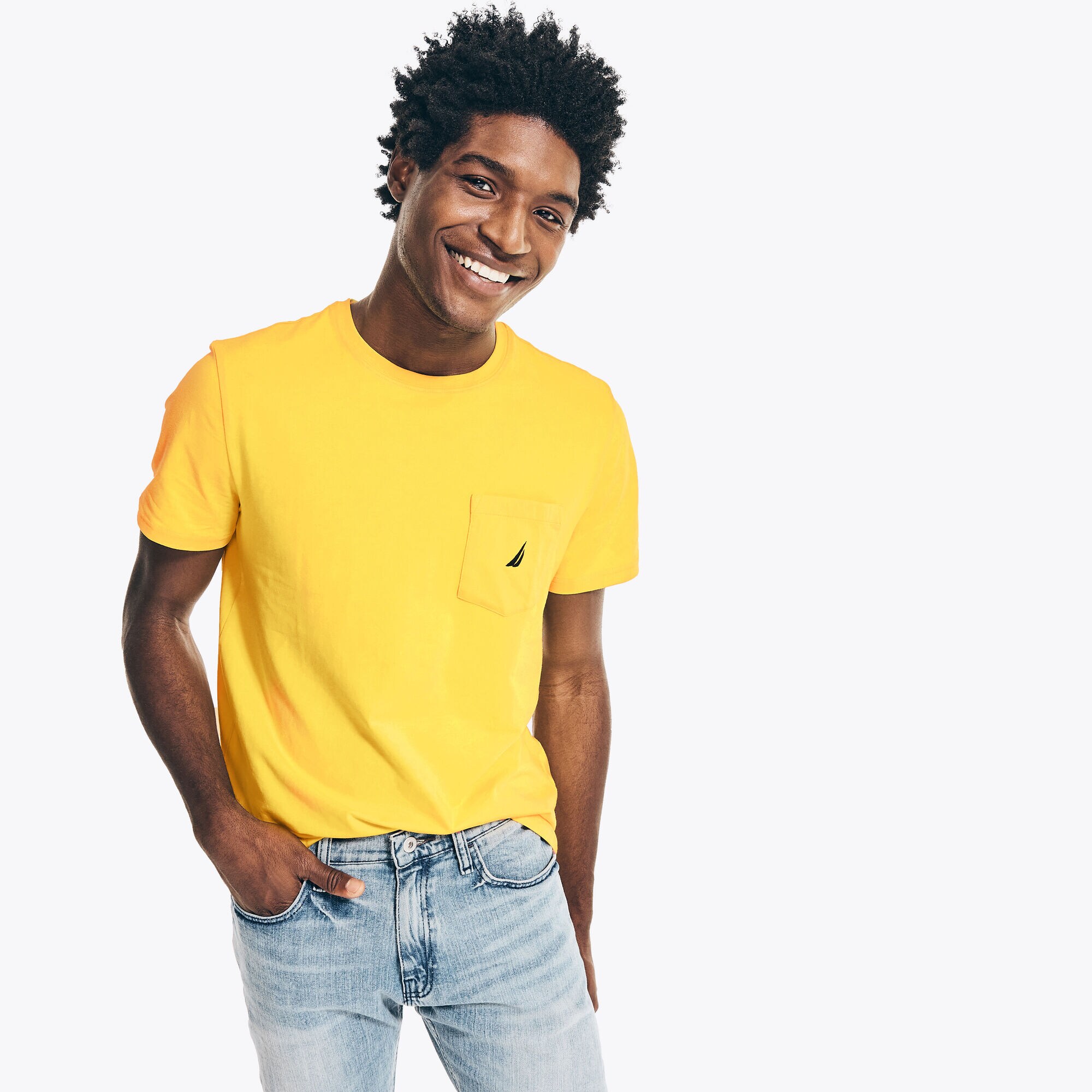 CLASSIC FIT POCKET T-SHIRT,Marigold,large