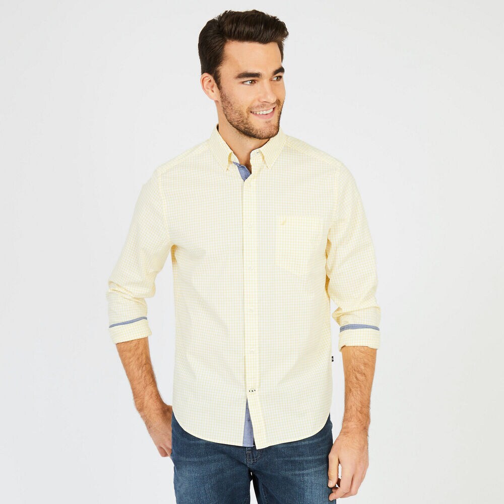 Poplin Classic Fit Gingham Button-Down Shirt,Empire Gold,large