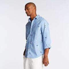 CLASSIC FIT STRETCH OXFORD IN MARITIME ICON PRINT,Aquasplash,large