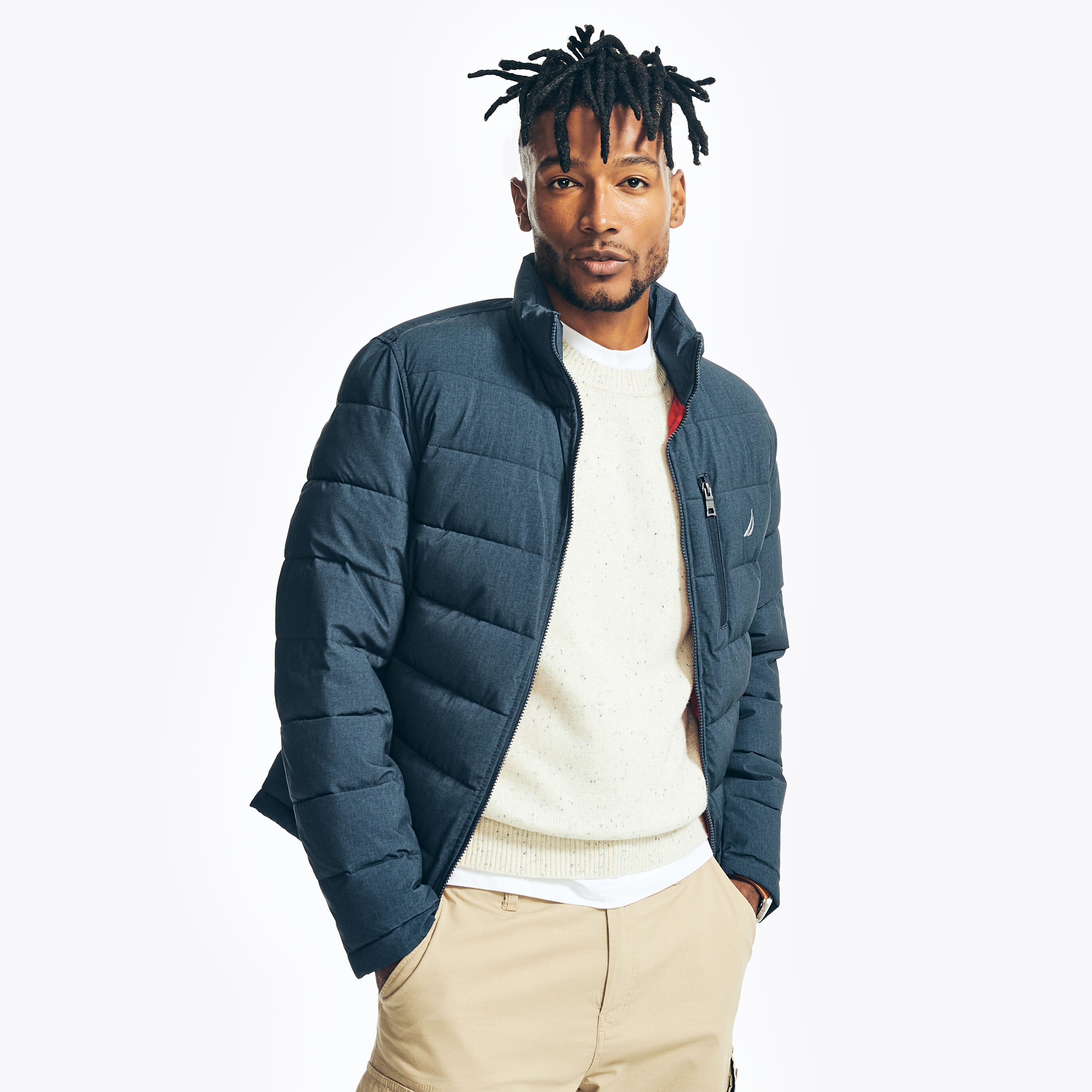 Mens Nautica Puffer Coat Heather Gray 