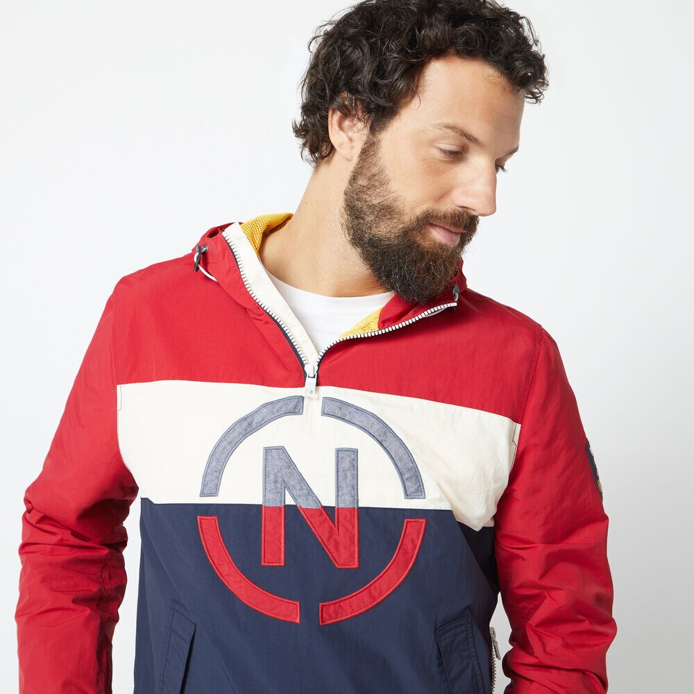 NAUTICA JEANS CO. PULL OVER ANORAK JACKET,Nautica Red,large