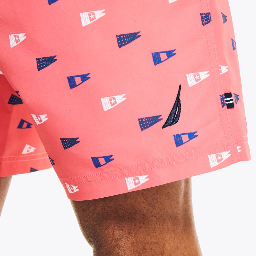 SUSTAINABLY CRAFTED 8" FLAG PRINT SWIM,Teaberry,large