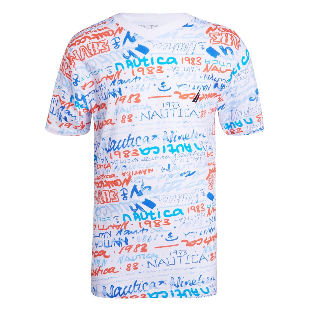 LITTLE BOYS' HANS ALL OVER PRINTED V NECK TEE (4 - 7),Antique White Wash,large