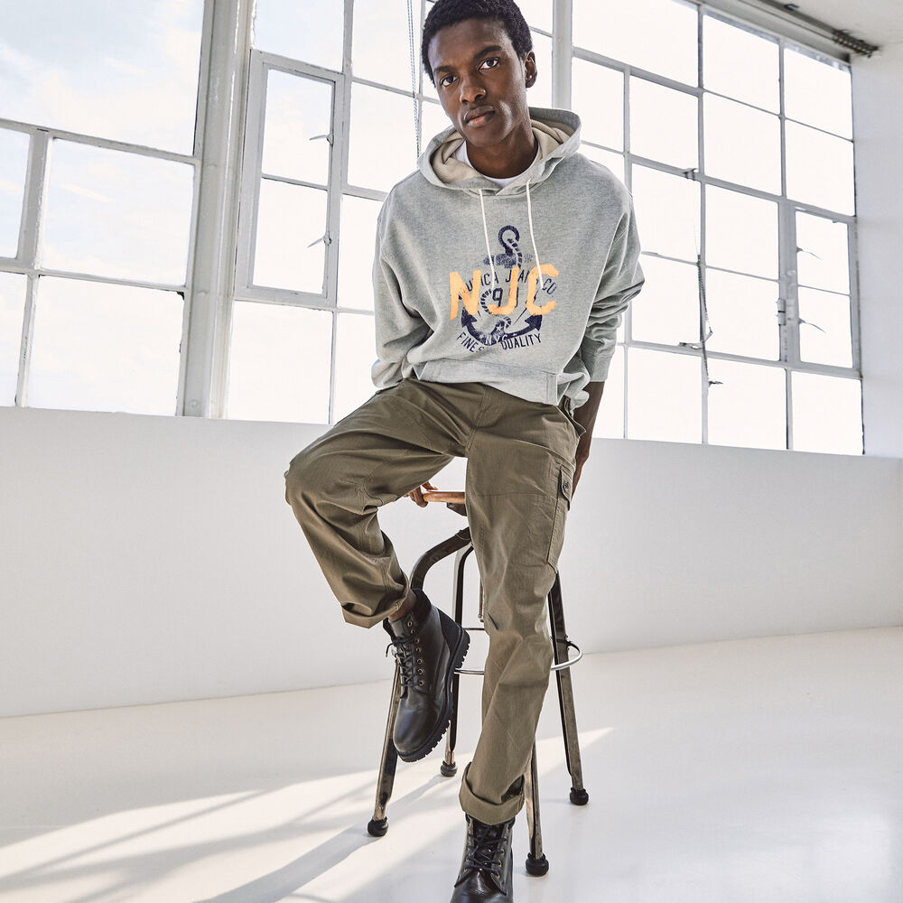 NAUTICA X URBAN NECESSITIES GRAPHIC HOODIE,Grey Heather,large