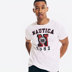 VARSITY LOGO GRAPHIC T-SHIRT,Bright White,large