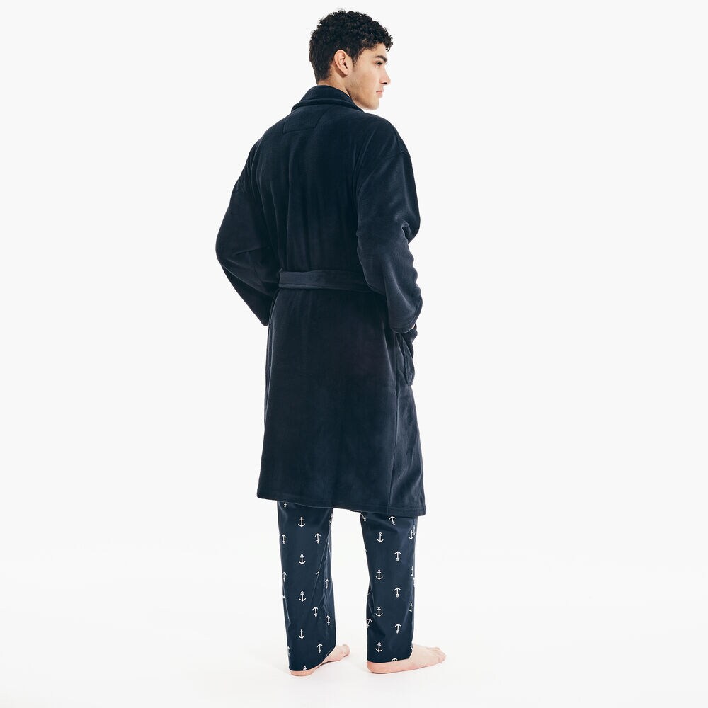 SOLID PLUSH ROBE,Navy,large