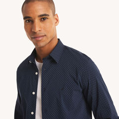 Slim Fit Wrinkle-Resistant Printed Shirt,Navy,large