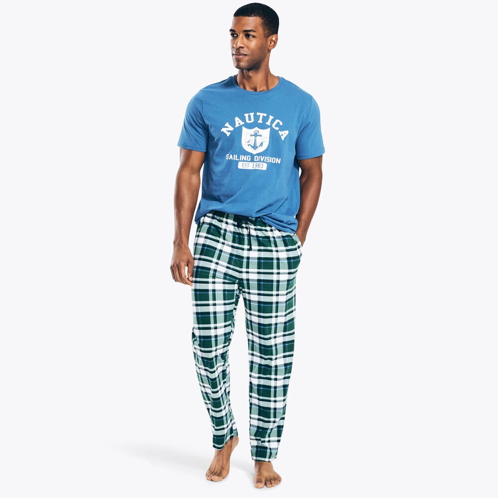 PLAID FLEECE SLEEP PANT,Cosmic Fern,large