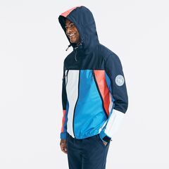 COLORBLOCK HOODED JACKET,Navy,large