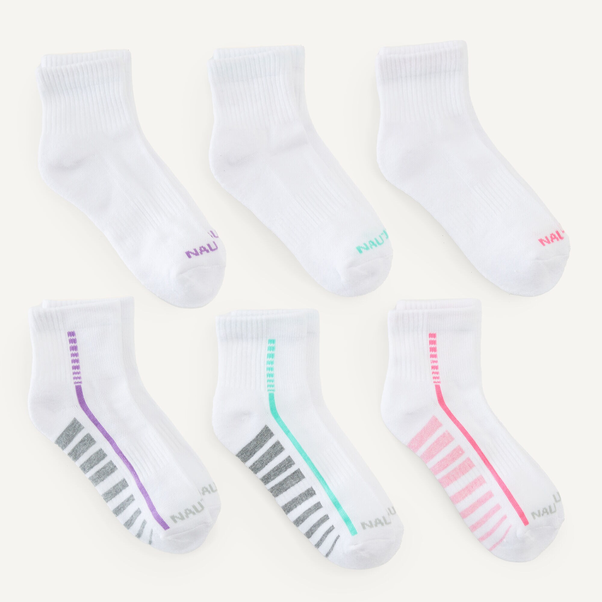Athletic Quarter Socks, 6-pack,Multi,large