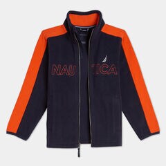 TODDLER BOYS' COLORBLOCK LOGO FULL-ZIP FLEECE (2T-4T),Workshirt Blue,large