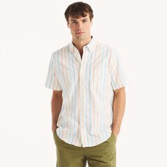 Striped Short-Sleeve Shirt,Sail White,large