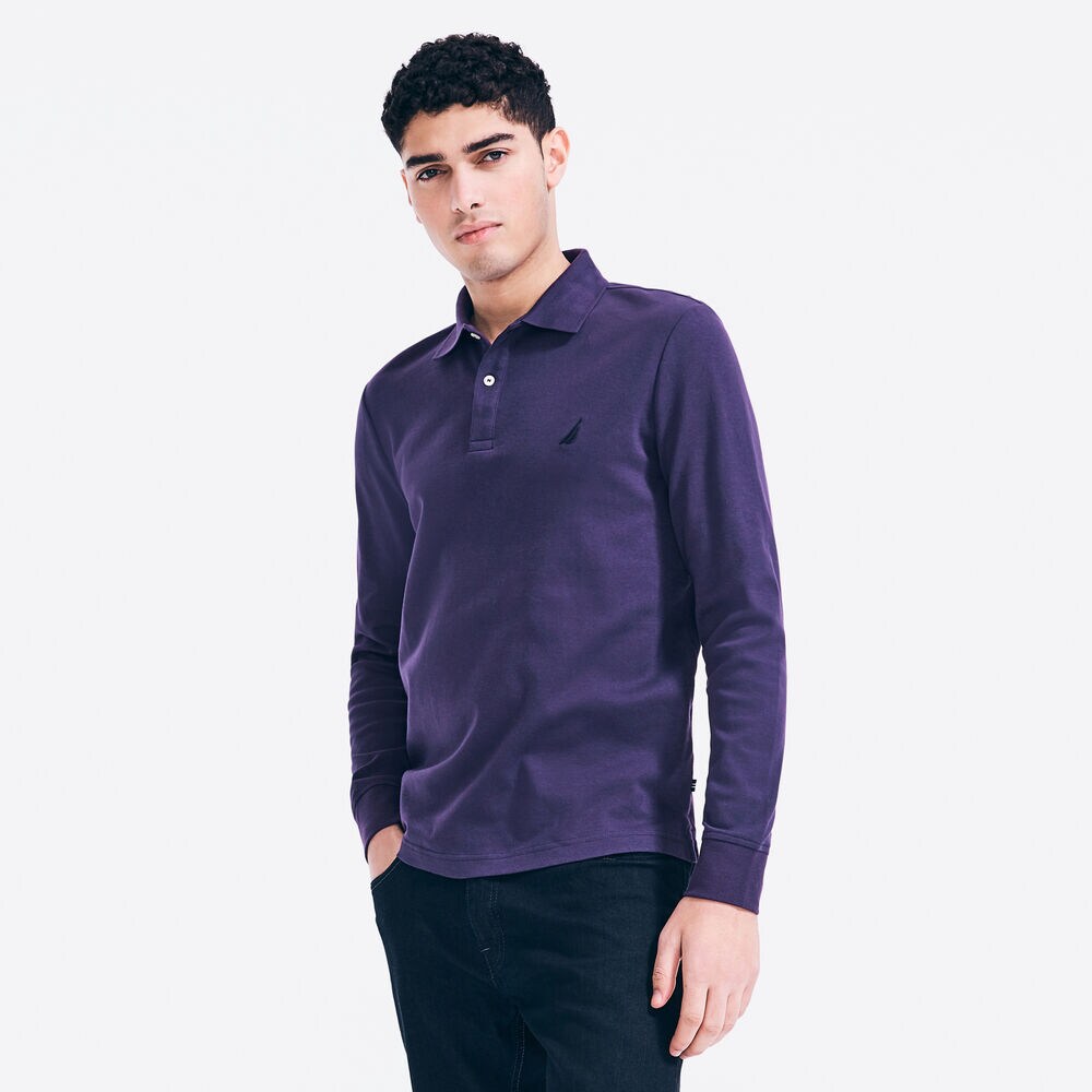 CLASSIC FIT LONG SLEEVE POLO,Blackberry,large