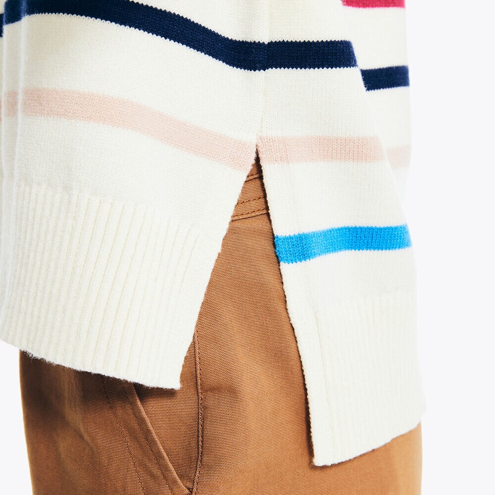 Striped Crewneck Sweater,Marshmallow,large