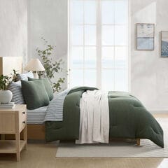 Herringbone Chenille Green King Comforter Set,Light Olive,large