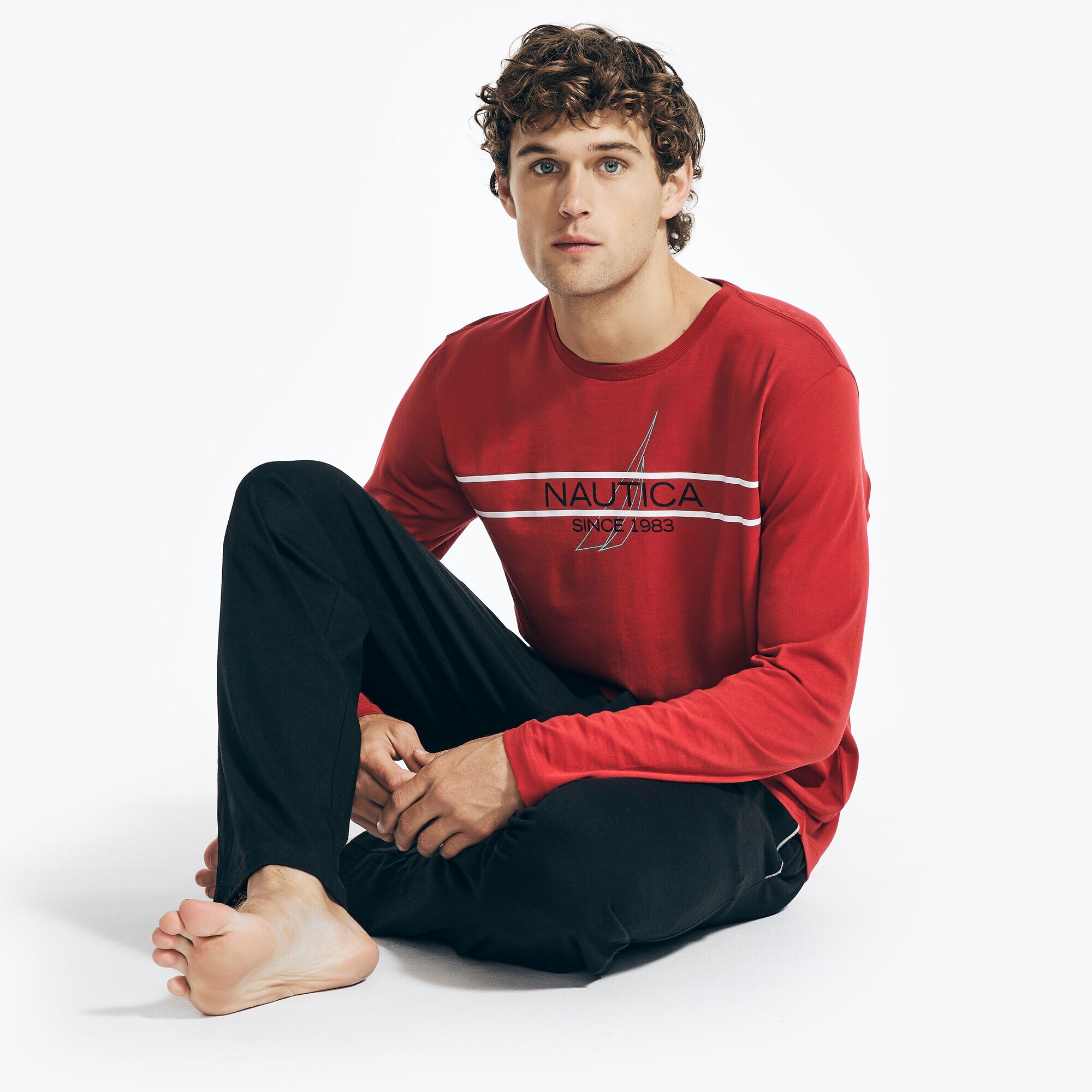 Since 1983 Long-Sleeve Sleep T-Shirt,Nautica Red,large