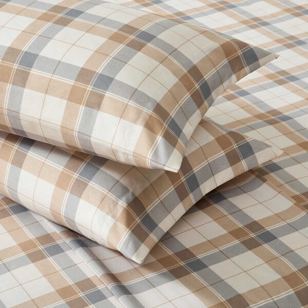 Vintage Trunk Beige Plaid Full Sheet Set