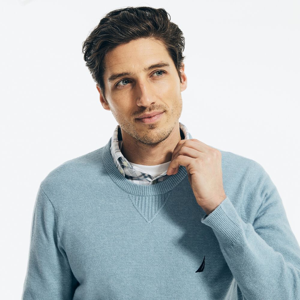 SUSTAINABLY CRAFTED CREWNECK SWEATER,Noon Blue,large