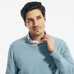 SUSTAINABLY CRAFTED CREWNECK SWEATER,Noon Blue,large