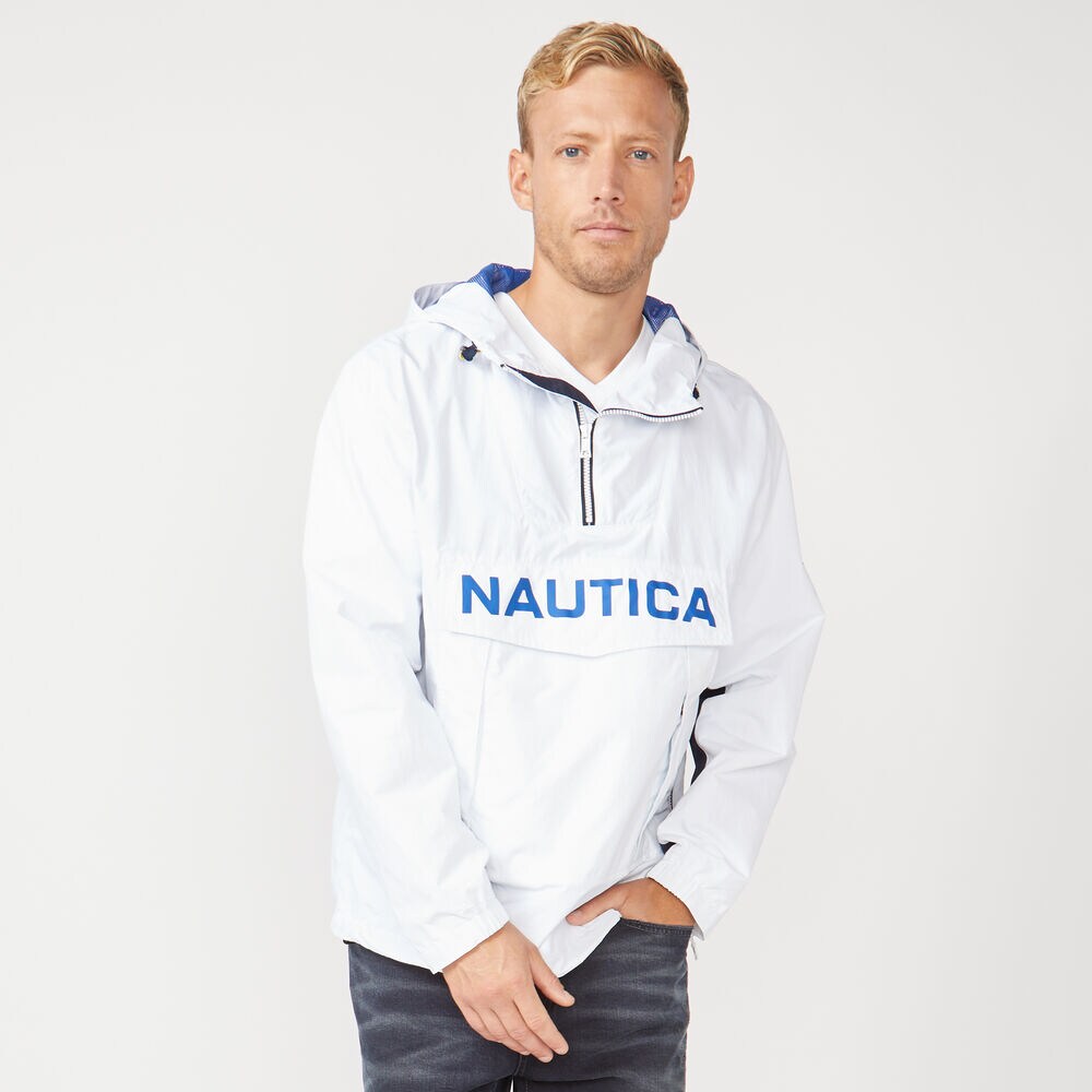 LIGHTWEIGHT HOODED PULLOVER JACKET,Bright White,large