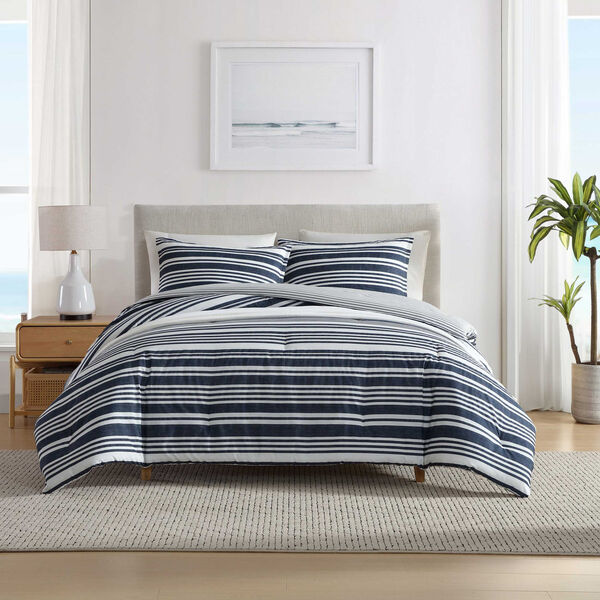 Coastline Stripe Blue Full/Queen Duvet Cover Set