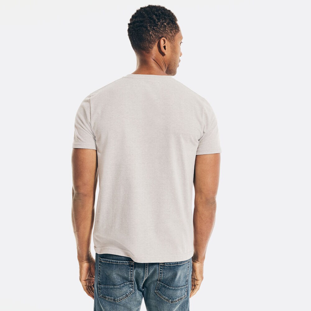 SUSTAINABLY CRAFTED CHEST-STRIPE GRAPHIC T-SHIRT,Grey Heather,large