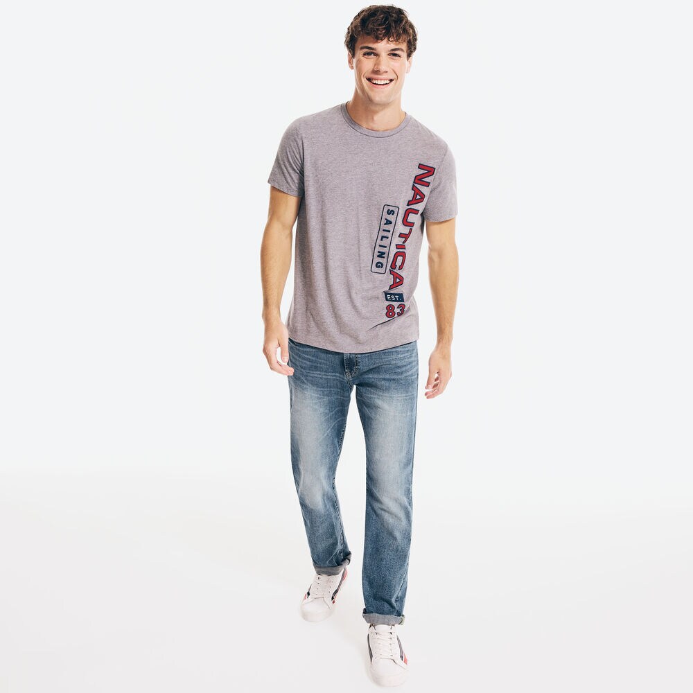 VERTICAL NYC LOGO GRAPHIC T-SHIRT,Light Brown,large
